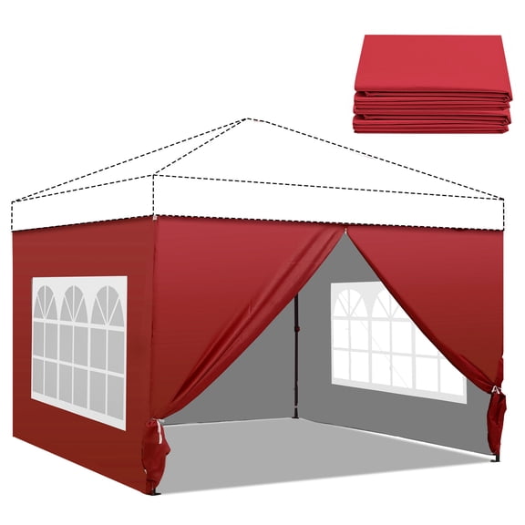 Outdoor Basic Canopy Tent Replacement Sidewalls for 12x12 Pop Up Canopy Water Resistant,99% UV Protection,4 Piece Sidewalls Only(Canopy Tent NOT Included),Red