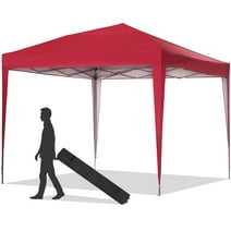 Outdoor Basics 10 ft x 10 ft Pop Up Canopy Tent with Carry Bag, Great for Picnic, Yard, Beach, Park, Camping, Red