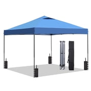 Outdoor Basic 10x10 Pop up Canopy Tent with Adjustable Height, Outdoor Canopy with 4 Sandbags,for Events, Parties, Gatherings, Camping,Blue.