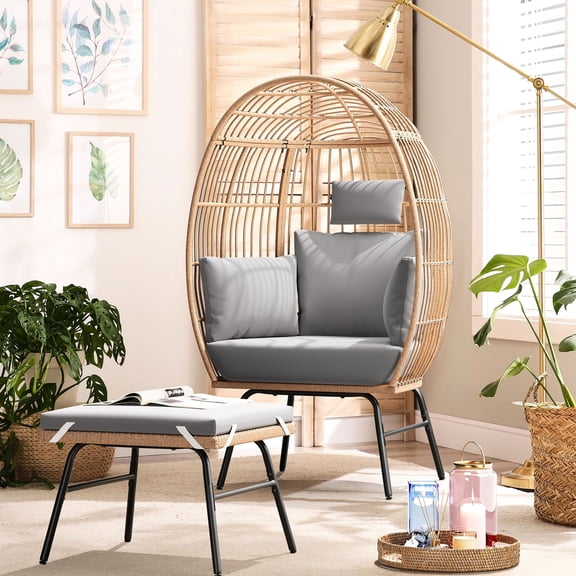 Outdoor Basket Chair | Two-person Seating with Lumbar Support | Hand-woven PE Wicker | Long-lasting Use