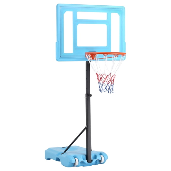 Outdoor Basketball Hoops Soozier Poolside Basketball Hoop Stand, 36.5"-48.5" Height Adjustable Portable Hoop System w/ Clear Backboard & Fillable Base for Whole Family, Blue, Black, Red,Indoor Basket