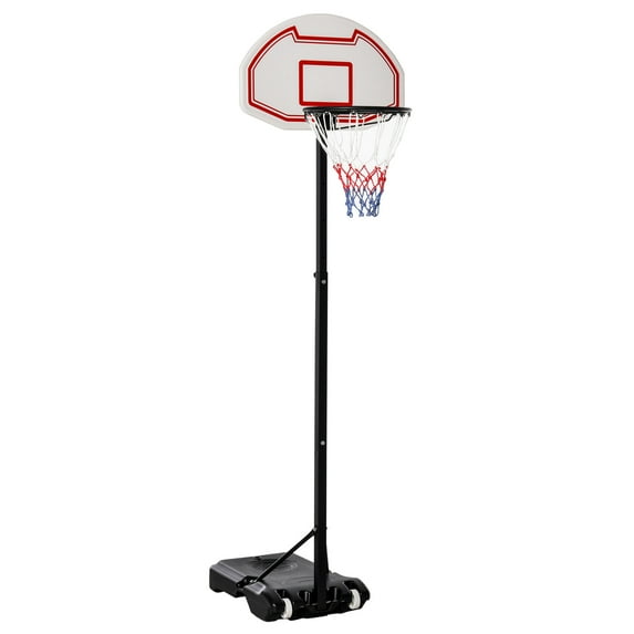 Outdoor Basketball Hoops Soozier Portable Basketball Hoop Stand, 5.1-6.9ft Height-Adjustable Basketball System with 29'' Backboard and Wheels for Indoor and Outdoor Use, White,Indoor Basketball Hoops