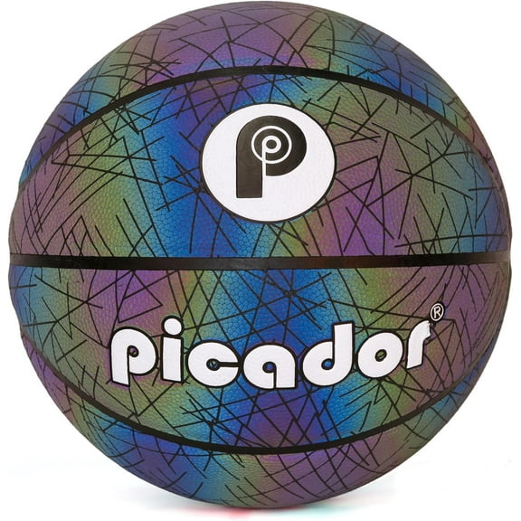 Outdoor Basketball Official Size 7(29.5''), Reflect Light PU Basketballs for Adult Youth Indoor Sport Training Match