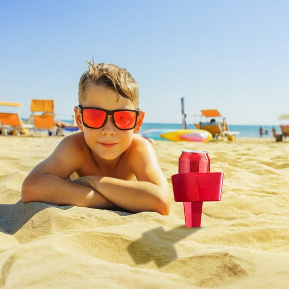 Outdoor Beach Cup Holder - 3.5-Inch Sand-Resistant Plastic Drink & Snack Organizer - Holds Phone, Sunglasses, Bottles - Stackable Design Saves Beach Bag Space - Great for Vacations & Picnics