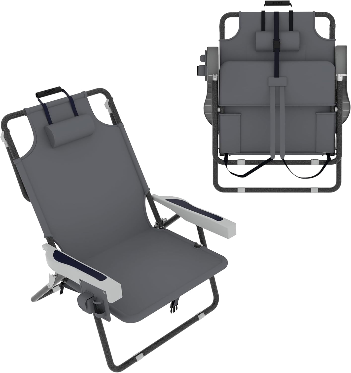 Outdoor Beach Foldable Chaise Lounge Chair with Detachable Pillow ...