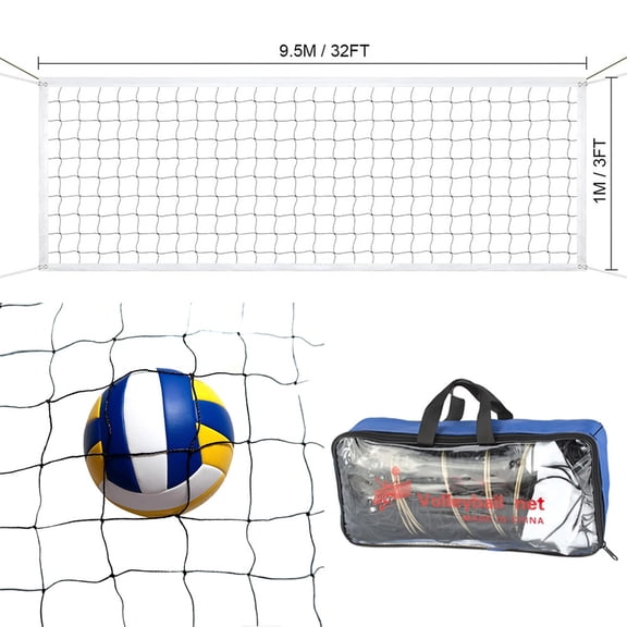 Outdoor Beach Volleyball Net, 31.17x3.28ft Standard Size with Reinforced Canvas Edge, Portable Replacement Net for Sand Court Training Competition Play