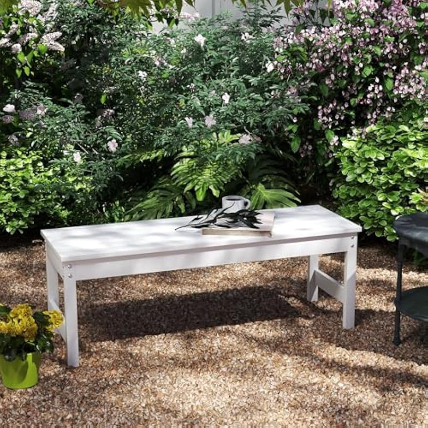 Outdoor Bench, 2-Person HDPE All-Weather Garden Bench Seat, Backless ...