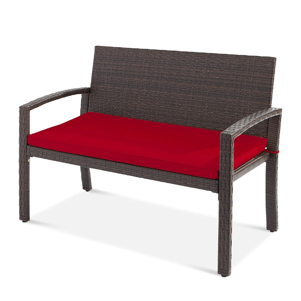 Outdoor Bench 2-Person Wicker Garden Patio Benches Seating Furniture ...