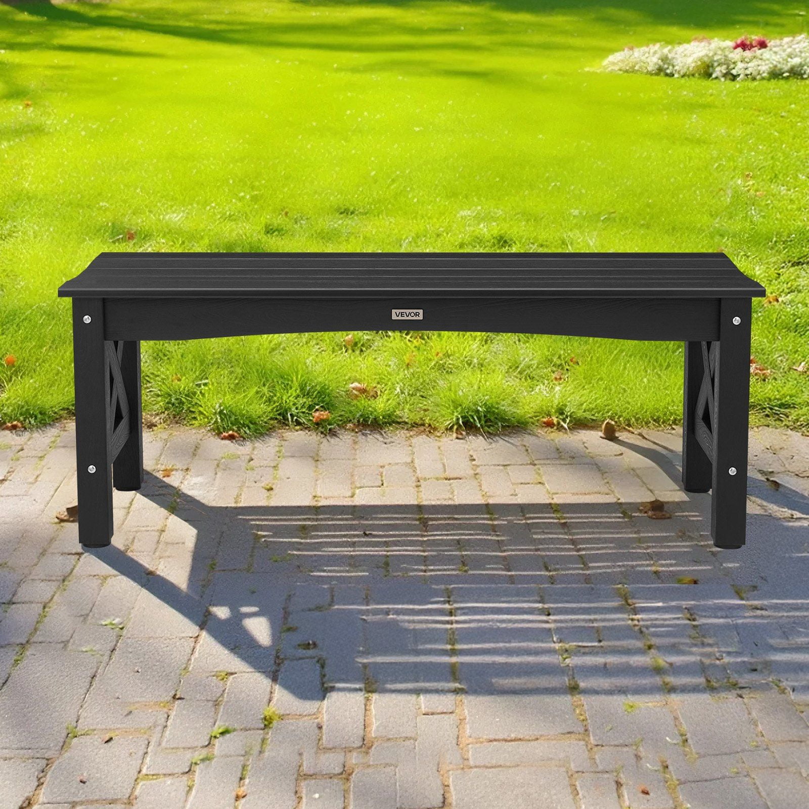 Bench For Leveling Outdoor Bench, 44.5 Inch Heavy-Duty Plastic Garden Bench, 600 lbs ...