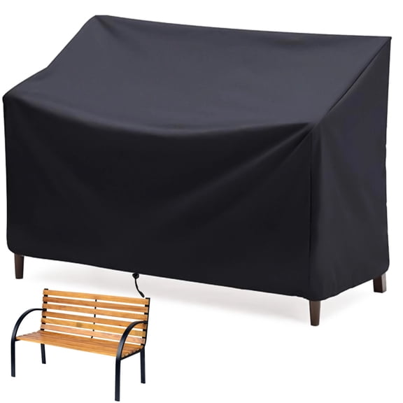 Outdoor Bench Cover for 2-Seater, 1080D Patio Bench Furniture Cover with Air Vents, Heavy DutyAll Weather Resistant Bench Cover, 53L x 26W x 35H, Black
