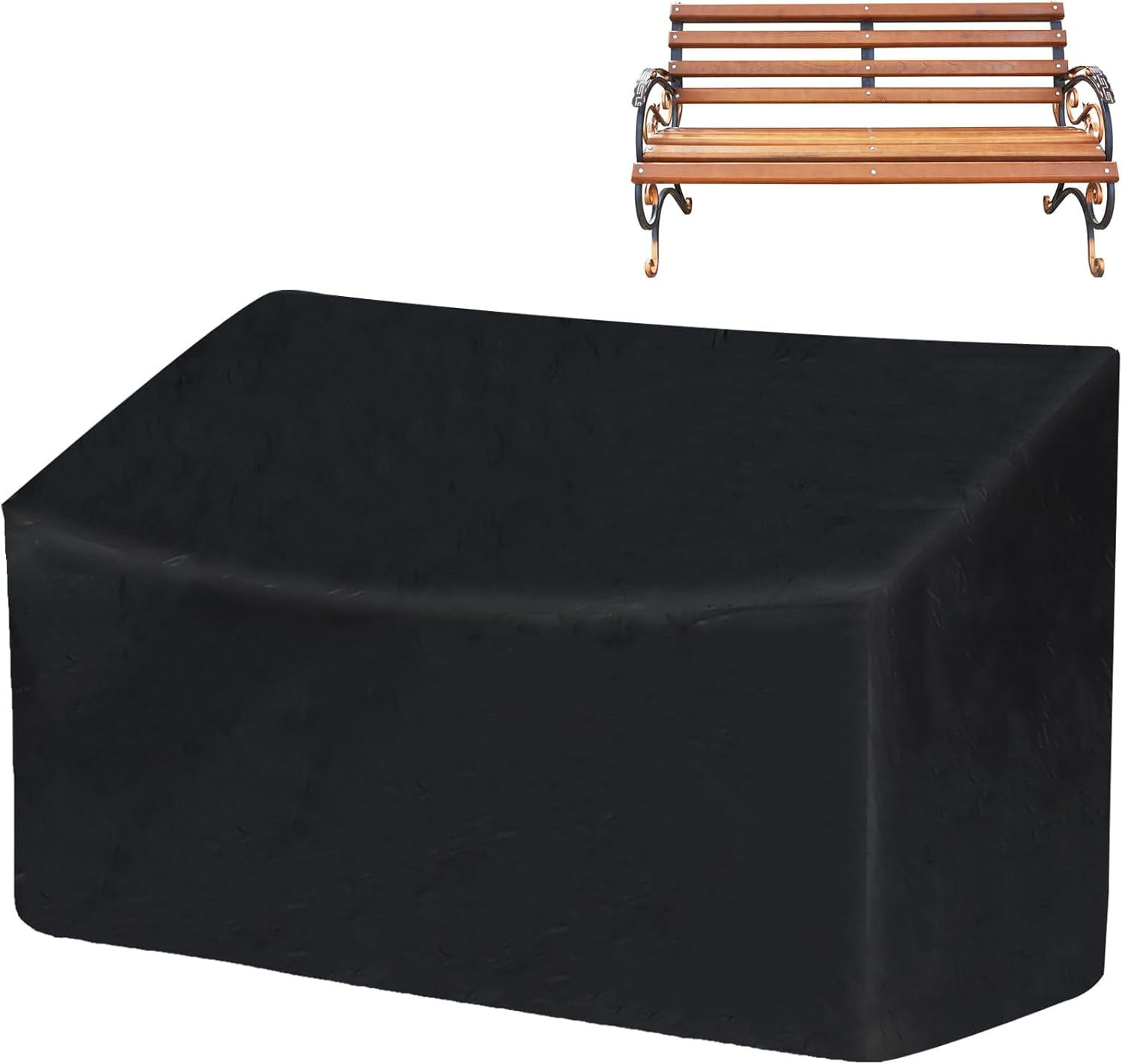 Outdoor Bench Cover, 52" W x 26" D 35" H 2-Seater Patio Cover Waterproof, 210D Heavy Duty Furniture for Garden Loveseat, Bench(Black) -