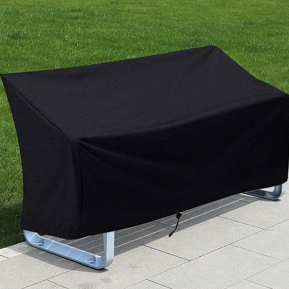Outdoor Bench Cover Waterproof – Heavy Duty 2-Seater Patio Furniture Cover for Loveseat, Sofa & Glider – All-Weather Resistant with Air Vents – Fits Garden, Park & Outdoor Use (Black)