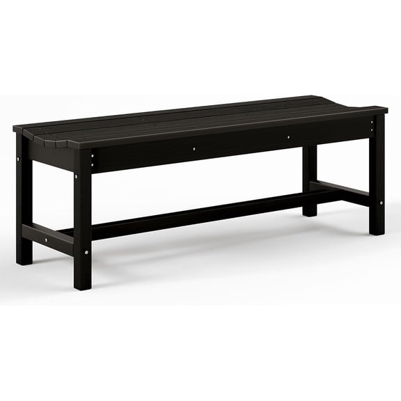 Outdoor Bench with Curved Seating, HDPE 2-Person Backless Bench Holds up to 800lbs, Weatherproof Garden Bench for Porch, Patio, Park, Entryway, Black/Blue/Grey