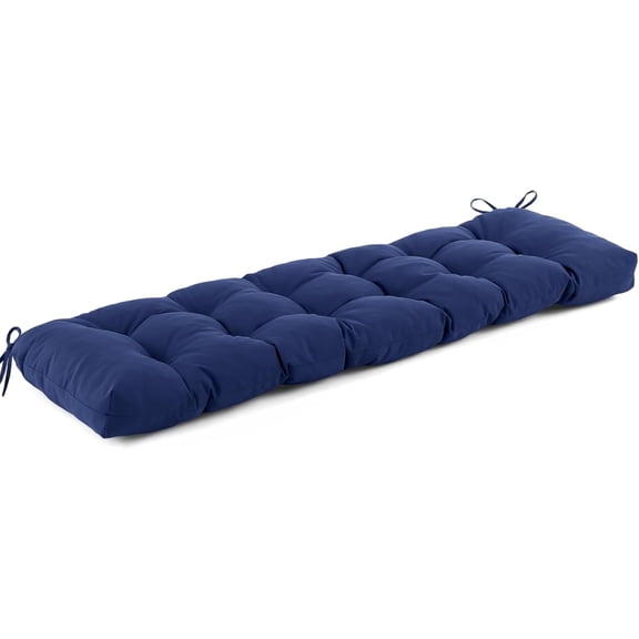 Outdoor Bench Cushion 48x18x5 Inch, Waterproof & Fade-Resistant Patio Furniture Cushions, Tufted Memory Foam Indoor/Outdoor Cushions for Couch Swing with Non-Slip Backing & Straps, Navy Blue