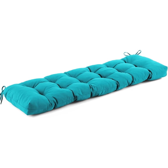 Outdoor Bench Cushion 59x18x5 Inch, Waterproof & Fade-Resistant Patio Furniture Cushions, Tufted Memory Foam Indoor/Outdoor Cushions for Couch Porch Swing with Non-Slip Backing & Straps, Teal