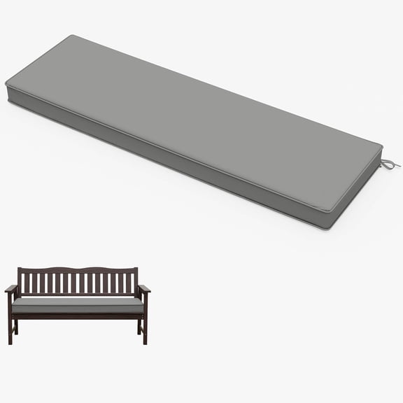 Outdoor Bench Cushion 60 Inch L x 18 Inch W x 3.5 Inch H Water-Resistant Fade-Resistant with Hidden Zipper and Ties Light Grey