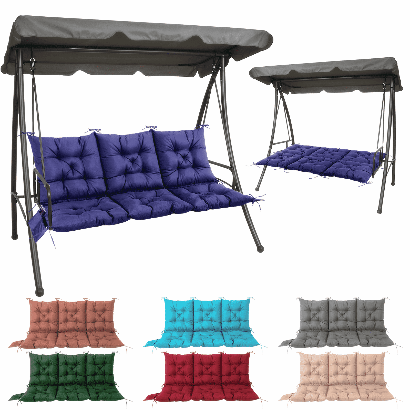 Outdoor Bench Cushion Inlife Swing Chair Cushion Waterproof Sun-Resistant, Navy Blue 150cm*100cm