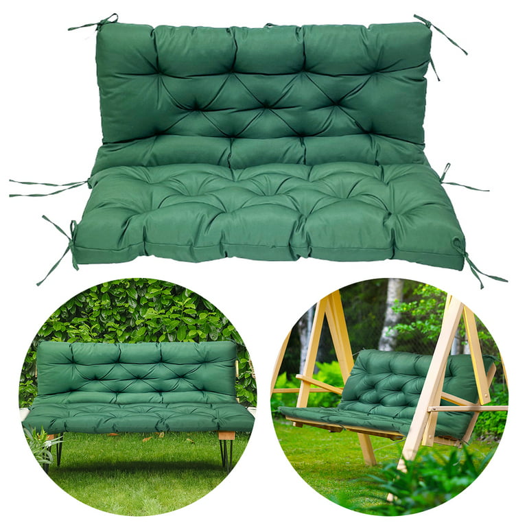 Outdoor Swing Replacement Seat Cushions Pad, 3 Seater Waterproof Non Slip  Overstuffed Bench Cushion, Loveseat Cushions with Ties for Porch Garden