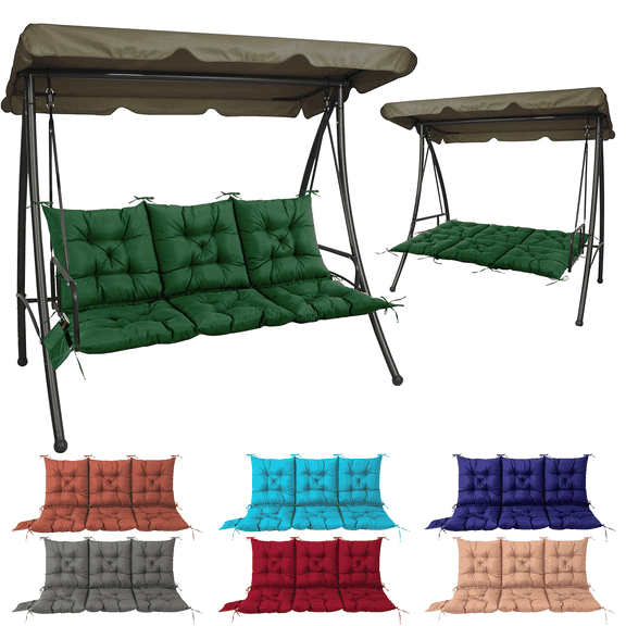 Outdoor Bench Cushion Inlife Swing Chair Cushion Waterproof Sun-Resistant with 8 Nonslip Ties, Dark Green 150cm*100cm