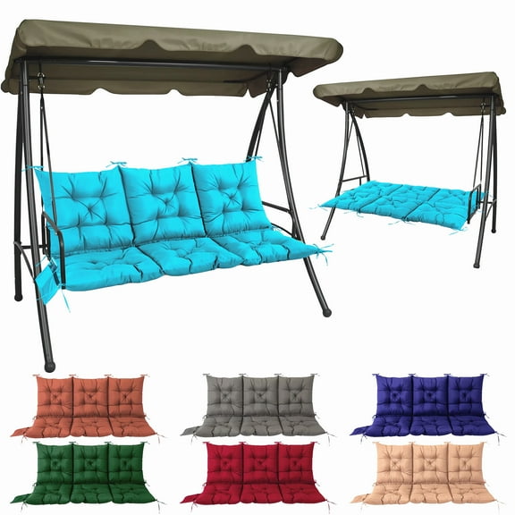 Outdoor Bench Cushion Inlife Swing Chair Cushion Waterproof Sun-Resistant with 8 Nonslip Ties, Light Blue 150cm*100cm