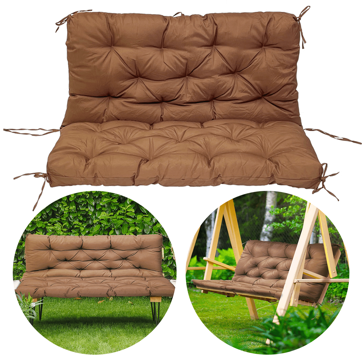 Outdoor Bench Cushion Matalde Swing Chair Cushion Waterproof Sun Resistant with 8 Nonslip Ties Deep Coffee 120cm 100cm Walmart Business Supplies