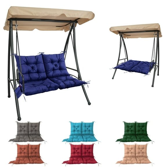 Outdoor Bench Cushion Matalde Swing Chair Cushion Waterproof Sun-Resistant with 8 Nonslip Ties, Navy Blue 120cm*100cm