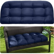 Outdoor Bench Cushion, Memory Foam Loveseat Cushion for Patio Furniture Wicker Chair, Settee Porch Swing Seat Cushion, 44 x 19 Inches (Blue)