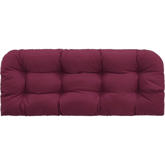 Outdoor Bench Cushion, Tufted 41x19x4 Inch Loveseat Pad for Patio Furniture Wicker Chair Garden Swing Porch Sofa, Indoor Outside Use, Fade-Resistant & Waterproof, Burgundy