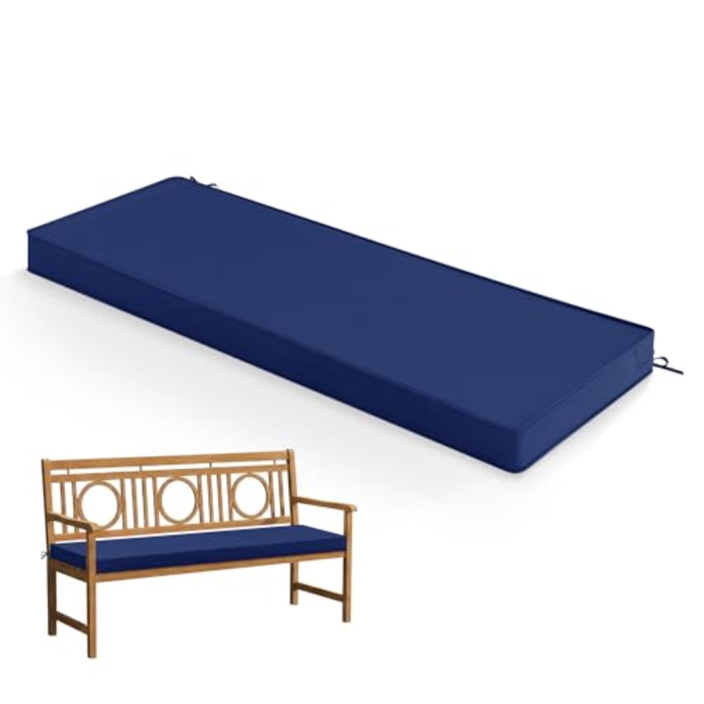 Outdoor Bench Cushion: Waterproof and Fade Resistant Patio Furniture Cushions - Non-Slip Bench Pad Cushion with Removable Cover for Garden Swing Porch Sofa Settee 48 x 18 x 3 Inch Navy Blue