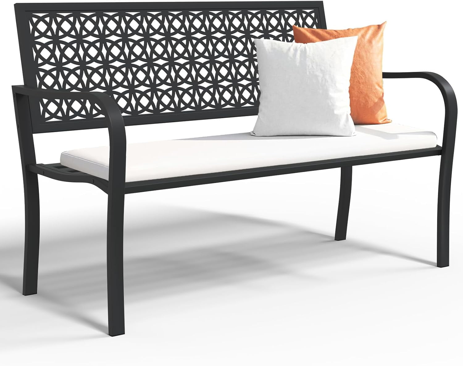 Outdoor Bench Garden Bench, Weatherproof Anti-Rust Heavy-Duty Outside ...
