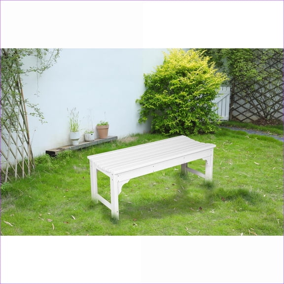 Outdoor Bench, Minimalist Modern 2-Seater, All Weather UV Resistant for Patio Backyard Balcony, 500lb Capacity | HDPE | snow white