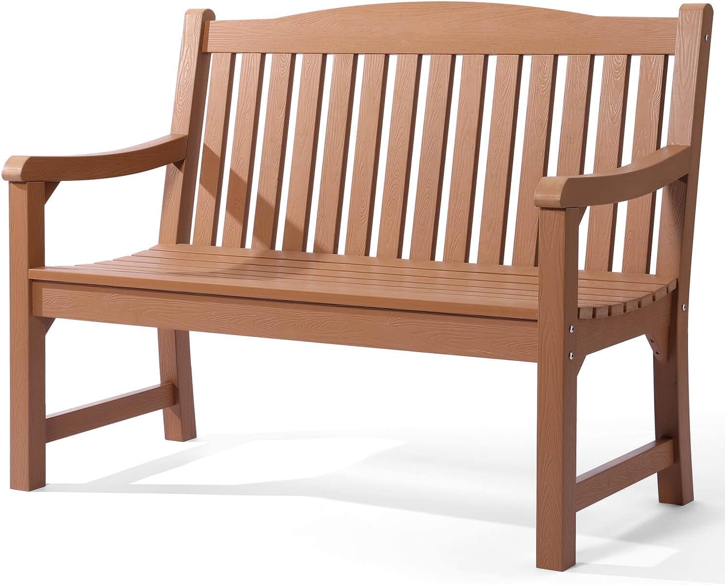 Outdoor Bench, All Weather Resistant Poly Lumber 2-Person Weatherproof ...