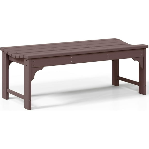 Outdoor Benches Weatherproof, All Weather Resistant Park Bench Poly Lumber Backless Garden Bench Seat for Entryway Front Porch, Dark Brown