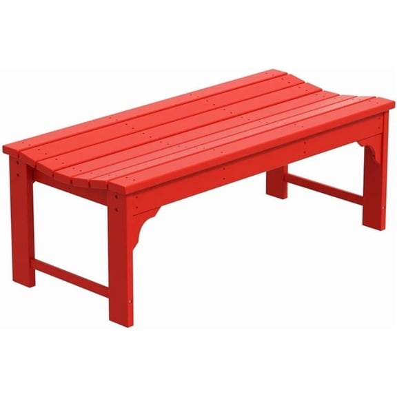 Outdoor Benches Weatherproof, All Weather Resistant Park Bench Poly Lumber Backless Garden Bench Seat for Entryway Front Porch, Red