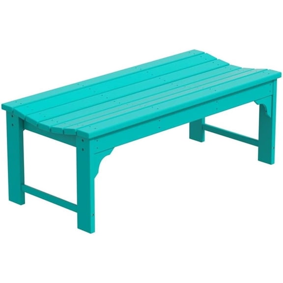 Outdoor Benches Weatherproof, All Weather Resistant Park Bench Poly Lumber Backless Garden Bench Seat for Entryway Front Porch, Turquoise
