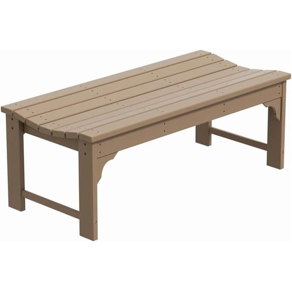 Outdoor Benches Weatherproof, All Weather Resistant Park Bench Poly Lumber Backless Garden Bench Seat for Entryway Front Porch, Weathered Wood