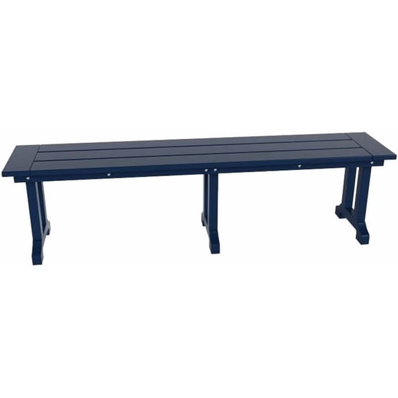 Outdoor Benches Weatherproof, Park Long Bench Poly Lumber Backless for Entryway Front Porch Garden Bench Seat for Patio, Navy Blue