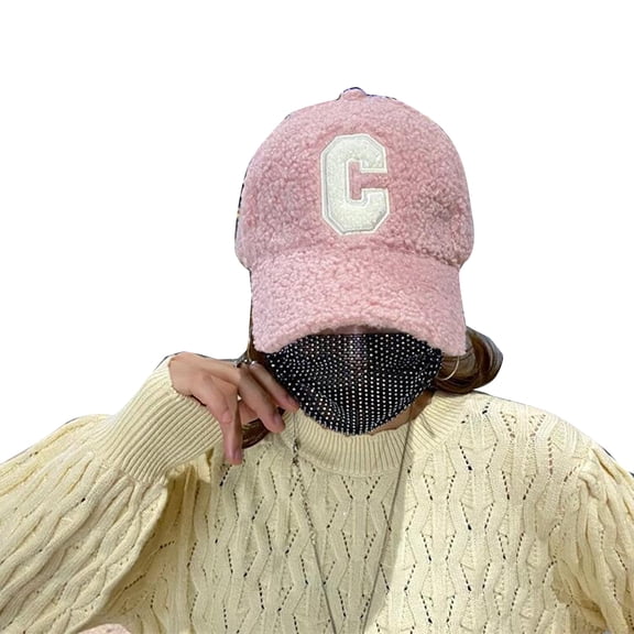 Outdoor Berber Fleece Baseball Caps with Embroidery C Letter Casual Hiphop Cycling Duckbill Caps for Boy Girls Unisex