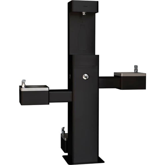 Outdoor Bi-Level Drinking Fountain with Bottle Filler & Pet Station, Black