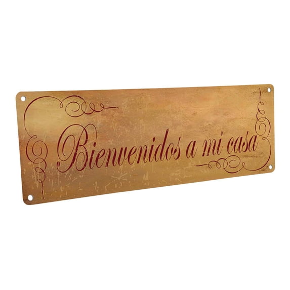 Outdoor Bienvenidos a Mi Casa 4"x12" Metal Sign, Wall Décor for Kitchen and Dining
