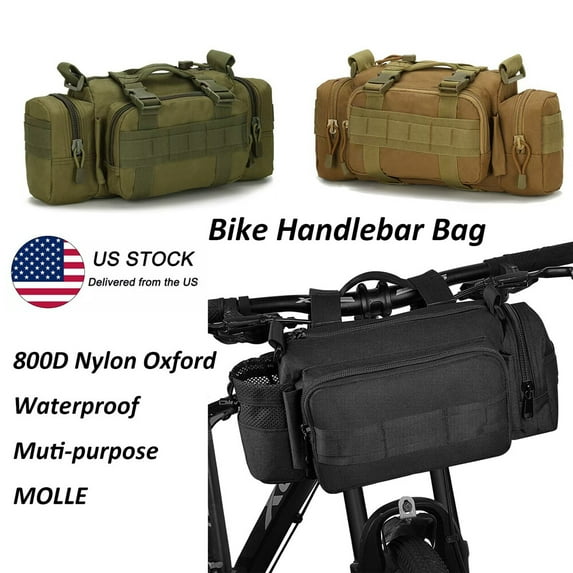 Outdoor Bike Handlebar Bag Waterproof Waist Pack for Cycling Fishing Multifunctional Duffel Bags Black