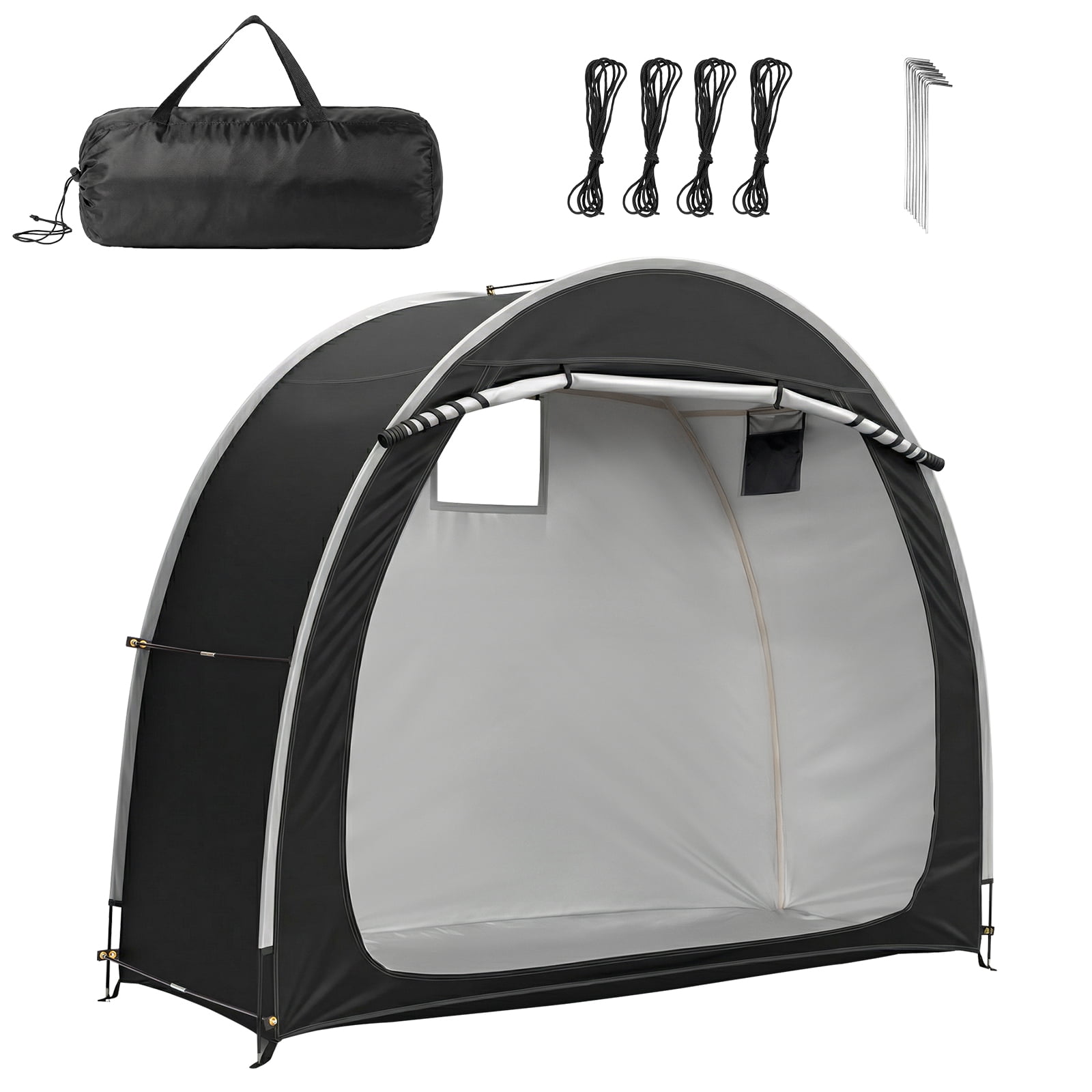 Outdoor Bike Storage Tent Silver-Coated Oxford Waterproof UV-Resistant Bicycle Cover Shed with Window & Zipper Door, Portable Storage Shelter for 2-3 Bikes Motorcycle Garden Tools Camping Patio