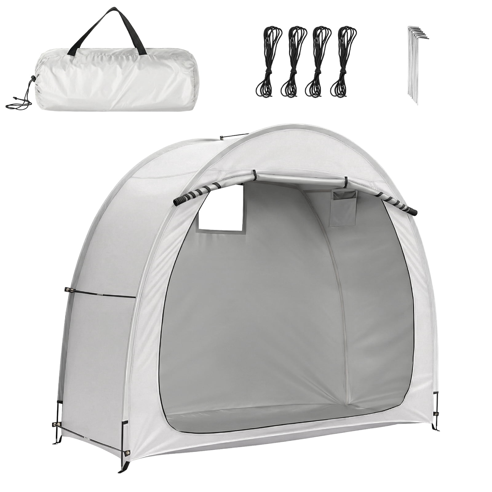 Outdoor Bike Storage Tent Silver-Coated Oxford Waterproof UV-Resistant Bicycle Shed with Window & Full Zipper Door, Portable Storage Shelter for 2-3 Bikes Motorcycle Garden Tools Patio Camping