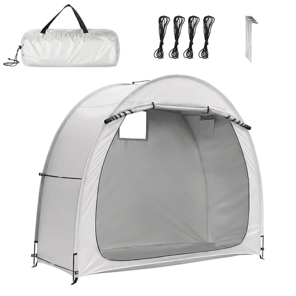 Outdoor Bike Storage Tent Silver-Coated Oxford Waterproof UV-Resistant Bicycle Shed with Window & Full Zipper Door, Portable Storage Shelter for 2-3 Bikes Motorcycle Garden Tools Patio Camping