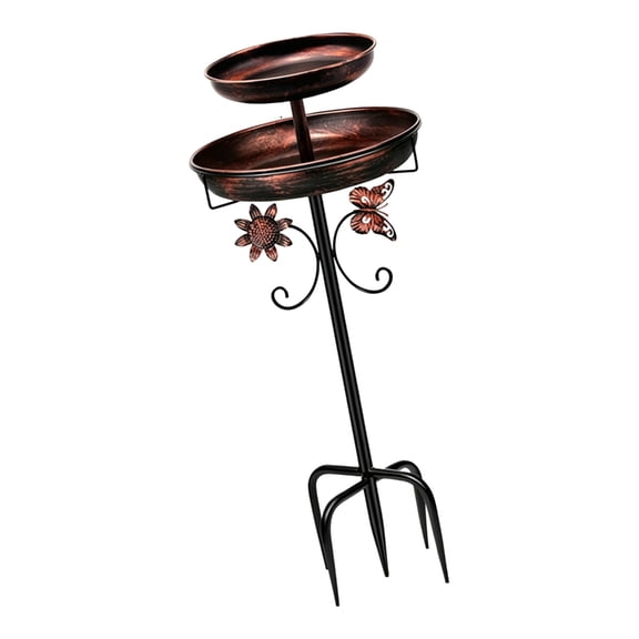 Outdoor Bird Bath Birdfeeder Attachment Metal Stand Double Function Heavy Duty Weather Easy Assembly Stable Base