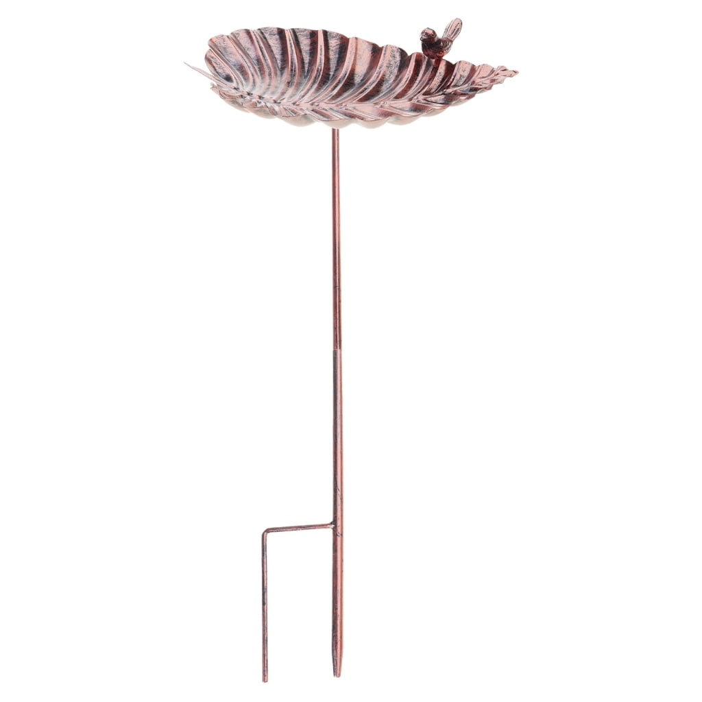 Outdoor Bird Bath Bowl with Bird Ornaments for Garden Decors Metal Construction Stable Prongs Base