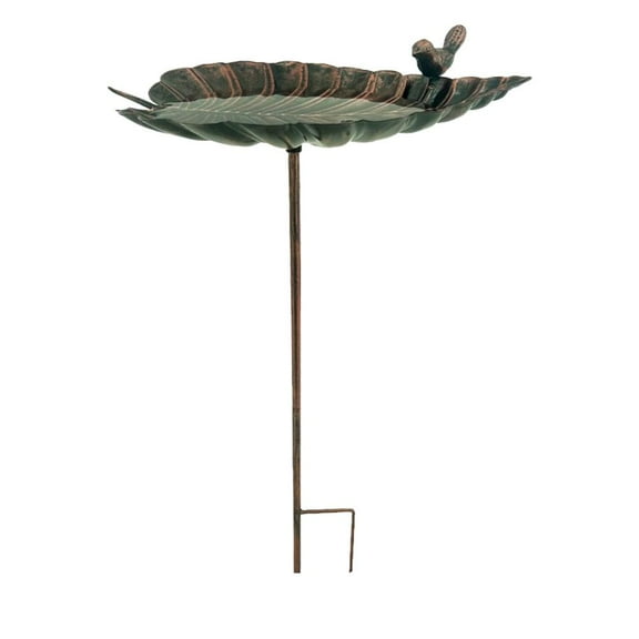 Outdoor Bird Bath Cast Iron Leaf-Shaped Water Bowl Statue Bird Bath Standing Metal Garden Yard Pole Ba Decoration A3Q6 For Patio