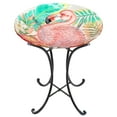 thumbnail image 1 of Outdoor Bird Bath, Flamingo Pattern Birdbath, Birdbath with Metal Stand, Attractive to Birds, Suitable for Outdoor Decoration in Patio Garden Lawn, 1 of 5