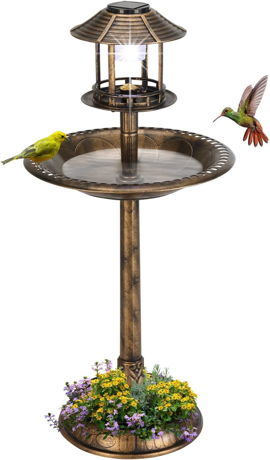 Outdoor Bird Bath, Garden Bird Baths Decorations with SolarPowered