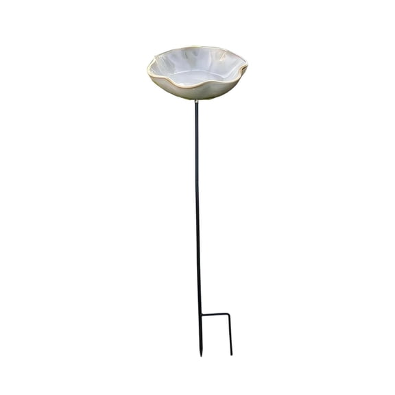 Outdoor Bird Baths, Ceramic Flower Design Outdoor Bird Baths, Metal Stake Colorful Shallow Bowl Outdoor Pollinator Watering Station for Butterflies Bees Hummingbirds Yard Art Gift